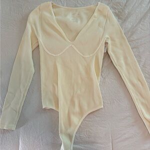 Free People Cream Bodysuit